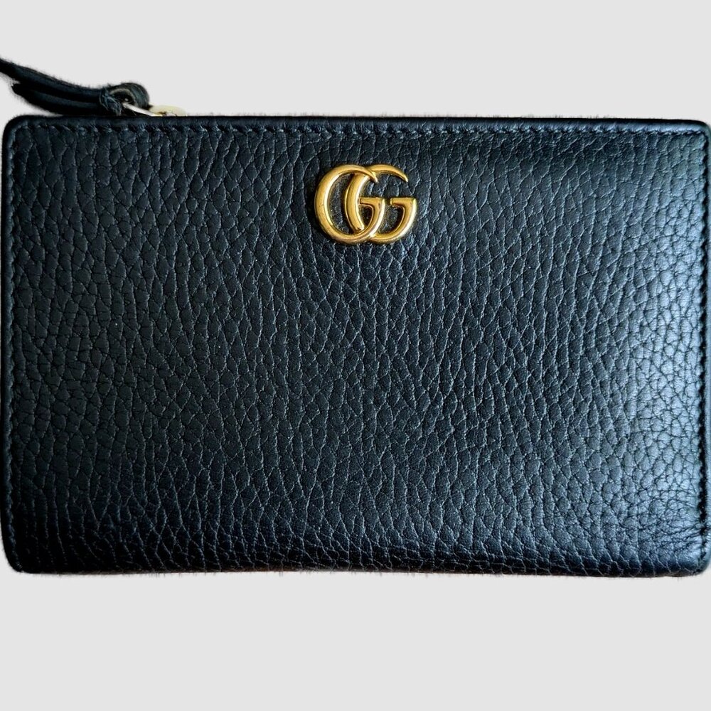 GUCCI Bi-fold Wallet GG Marmont Compact Zip L-Shaped Snap Button